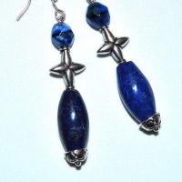 Bcl 070a boucles pendants oreilles croix lapis lazuli 11gr 60mm