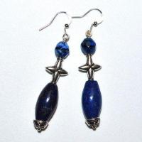 Bcl 070c boucles pendants oreilles croix lapis lazuli 11gr 60mm