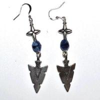 Bcl 071a boucles pendants oreilles croix lapis lazuli 9gr 60mm