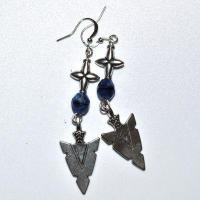 Bcl 071d boucles pendants oreilles croix lapis lazuli 9gr 60mm