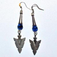 Bcl 072a boucles pendants oreilles croix lapis lazuli 9gr 60mm