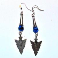 Bcl 072b boucles pendants oreilles croix lapis lazuli 9gr 60mm