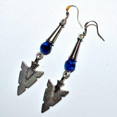 Bcl 072c boucles pendants oreilles croix lapis lazuli 9gr 60mm