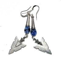 Bcl 072d boucles pendants oreilles croix lapis lazuli 9gr 60mm