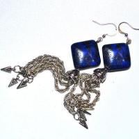 Bcl 073d boucles oreilles orientale 18x18mm lapis lazuli 19gr 90mm