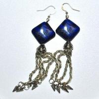 Bcl 073e boucles oreilles orientale 18x18mm lapis lazuli 19gr 90mm