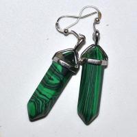 Bcl 079a boucles pendants oreilles malachite 50mm 10x35mm 9gr