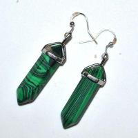 Bcl 079b boucles pendants oreilles malachite 50mm 10x35mm 9gr