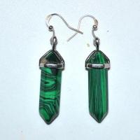 Bcl 079c boucles pendants oreilles malachite 50mm 10x35mm 9gr