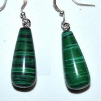 Bcl 080b boucles pendants oreilles malachite 40mm 10x25mmi 7gr