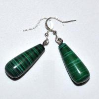 Bcl 080c boucles pendants oreilles malachite 40mm 10x25mmi 7gr