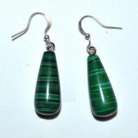 Bcl 080d boucles pendants oreilles malachite 40mm 10x25mmi 7gr