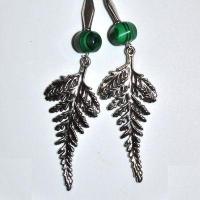 Bcl 083a bouc3les pendants oreilles malachite feuille 100mm 10x12mm 18gr