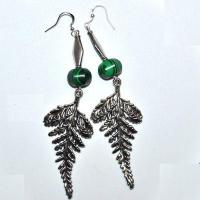 Bcl 083d bouc3les pendants oreilles malachite feuille 100mm 10x12mm 18gr