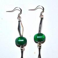 Bcl 087a bouc3les pendants oreilles malachite feuille 100mm 10x12mm 111gr 1