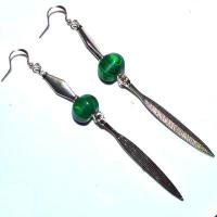 Bcl 087b bouc3les pendants oreilles malachite feuille 100mm 10x12mm 111gr