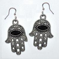 Bcl 094a boucles oreilles 60mm hamsa main fatima onyx 5x10mm 1 