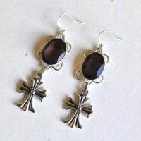 Bcl 096 boucles oreilles croix amethyste 60mm 10gr argent925 3