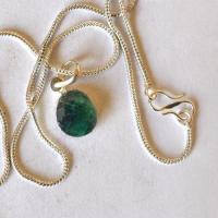 Bij 001 pendentifs pendants emeraude chaine 54cm 10x15mm argent 1