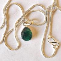 Bij 001 pendentifs pendants emeraude chaine 54cm 10x15mm argent 2