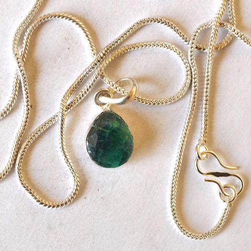 Bij 001 pendentifs pendants emeraude chaine 54cm 10x15mm argent 2