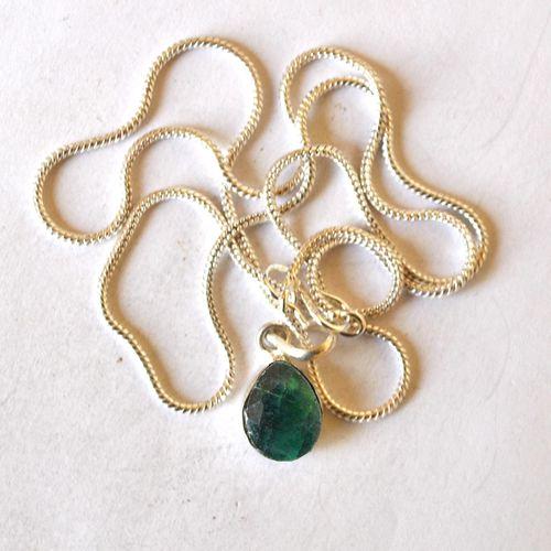 Bij 001 pendentifs pendants emeraude chaine 54cm 10x15mm argent 3