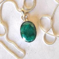 Bij 003 pendentifs pendants emeraude chaine 54cm 12x16mm argent 1