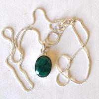 Bij 003 pendentifs pendants emeraude chaine 54cm 12x16mm argent 3