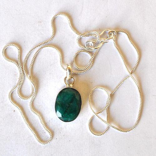 Bij 003 pendentifs pendants emeraude chaine 54cm 12x16mm argent 3