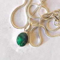 Bij 004 pendentifs pendants emeraude chaine 54cm 10x15mm argent 2