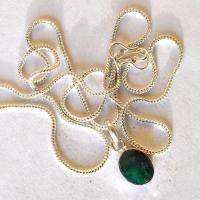Bij 004 pendentifs pendants emeraude chaine 54cm 10x15mm argent 3