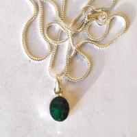 Bij 004 pendentifs pendants emeraude chaine 54cm 10x15mm argent 4