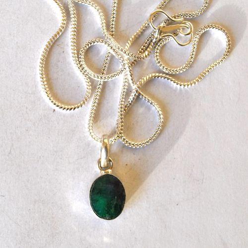 Bij 004 pendentifs pendants emeraude chaine 54cm 10x15mm argent 4