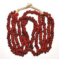 Bja 021 collier africain 65cm 253gr 3rangs perles pate verre corail afrique ethniques 8x10mm 6 