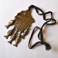 Bja 021 collier parure africaine ethnique pendant bronze poissons 54grl 4 