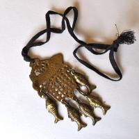 Bja 021 collier parure africaine ethnique pendant bronze poissons 54grl 5 