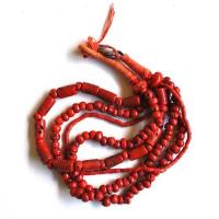 Bja 022 collier africain 50cm 159gr 4rangs perles pate verre corail afrique ethniques 8x20mm 2 