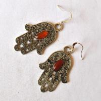 Bjb 003 boucles oreilles orientales berberes cornaline hamsa khamse fatima 4 