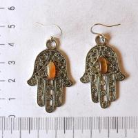 Bjb 004 boucles oreilles orientales berberes cornaline hamsa khamse fatima 1 