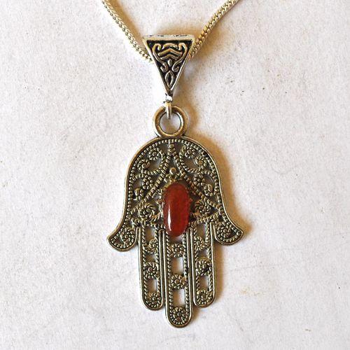 Bjb 005 boucles oreilles orientales berberes cornaline hamsa khamse fatima 1