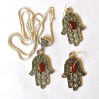 Bjb 005 boucles oreilles orientales berberes cornaline hamsa khamse fatima 3