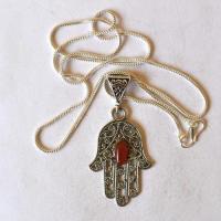 Bjb 005 boucles oreilles orientales berberes cornaline hamsa khamse fatima 5