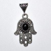 Bjb 007 pendentif pendant 55mm hamsa main fatima onyx berberes kabyle 1 