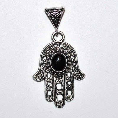 Bjb 007 pendentif pendant 55mm hamsa main fatima onyx berberes kabyle 2 