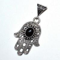 Bjb 007 pendentif pendant 55mm hamsa main fatima onyx berberes kabyle 3 