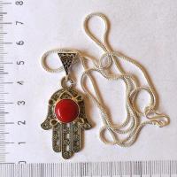 Bjb 009 boucles oreilles orientales berberes corail hamsa khamsa fatima 5 