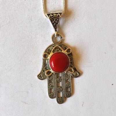 Bjb 009 boucles oreilles orientales berberes corail hamsa khamsa fatima 6
