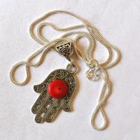 Bjb 010 pendentif pendant chaine hamsa khamsa berbere corail argent 5 