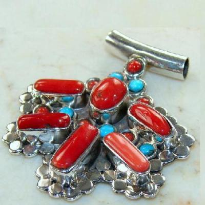 Bjb 014 pendentif pendant berbere kabyle chaine hamsa corail argent925 2
