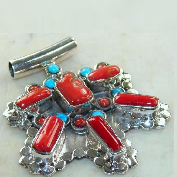 Bjb 015 pendentif pendant 22gr berbere kabyle chaine hamsa corail argent925 2